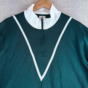 NEW Champion Yearbook Quarter Zip Emerald Allure/White NWT Sweater W7544 A148 XL
